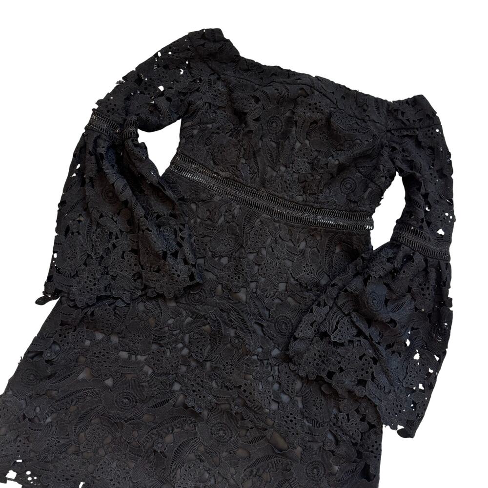 Cynthia Rowley Wild Flower Lace Mini Dress Black Women's 2 Coquette Whimsigoth - Picture 10 of 16